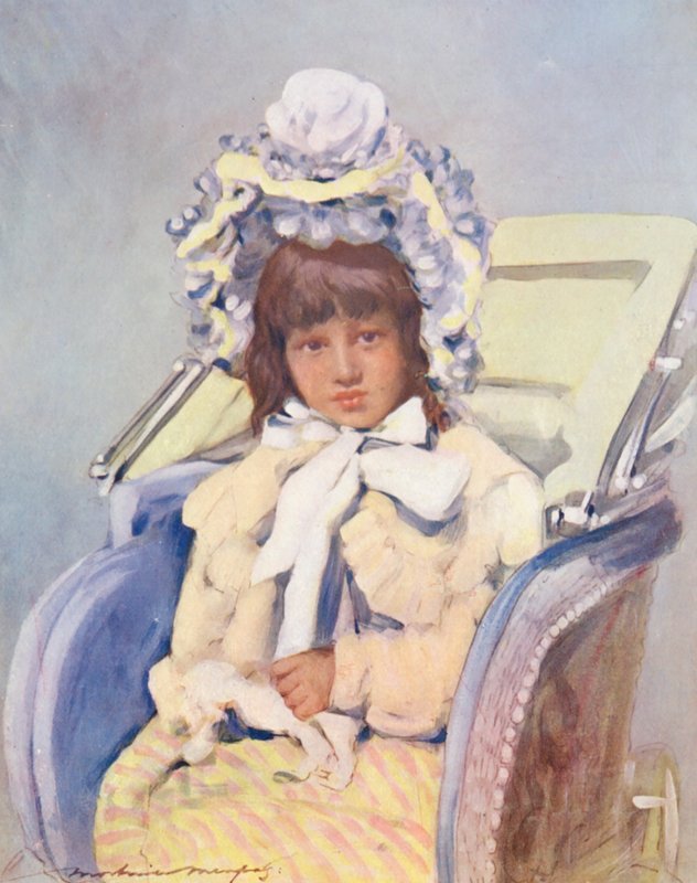 Maailman lapset: American, With Nurse (värilitografia): American, With Nurse (värilitografia) tekijältä Mortimer Ludington Menpes