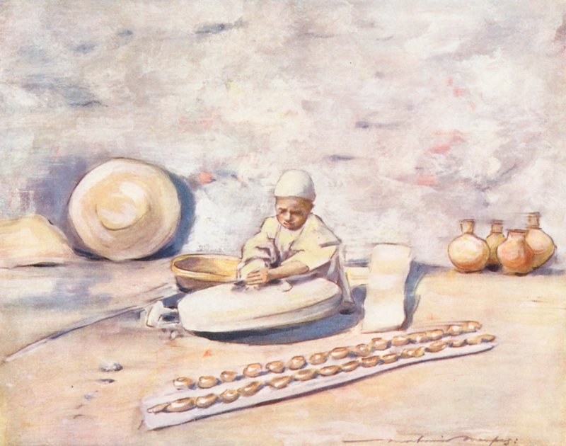 Maailman lapset: Kashmir, Potter (värilitografia). tekijältä Mortimer Ludington Menpes