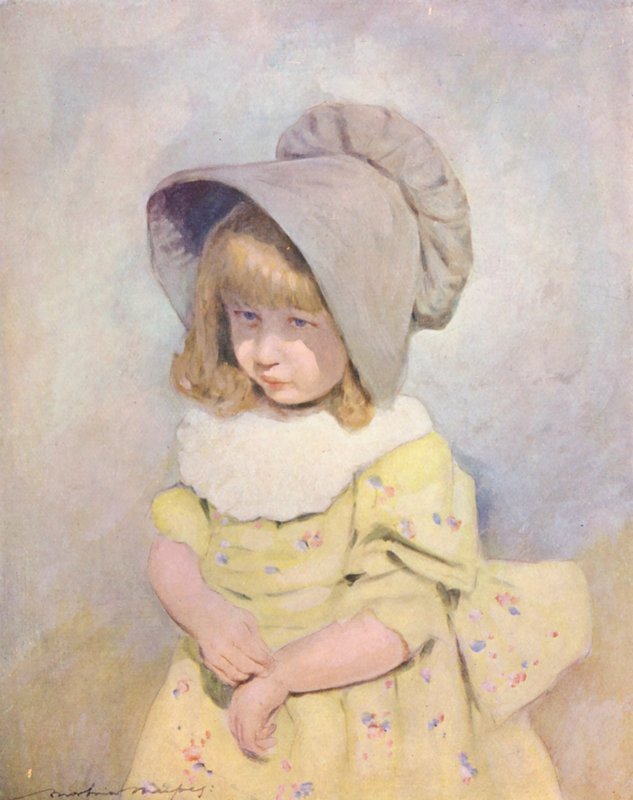 Maailman lapset: English, Lilac Sunbonnet (värilitografia). tekijältä Mortimer Ludington Menpes