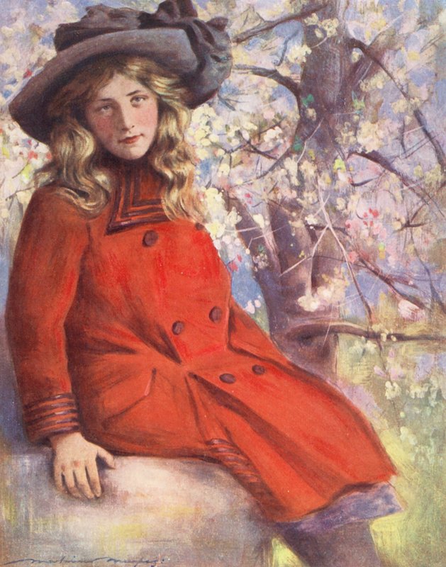 Maailman lapset: English, May Blossoms (värilitografia): English, May Blossoms (värilitografia) tekijältä Mortimer Ludington Menpes