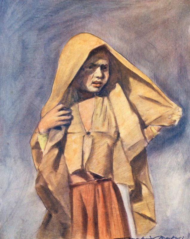 Maailman lapset: Intialaiset, auringossa (värilitografia). tekijältä Mortimer Ludington Menpes