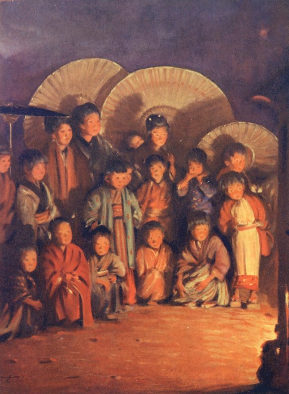 Maailman lapset: Japanilaiset, elävät jalokivet (värilitografia). tekijältä Mortimer Ludington Menpes