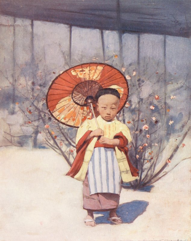Maailman lapset: Japanilainen, yksi uusista liittolaisistamme (värilitografia). tekijältä Mortimer Ludington Menpes