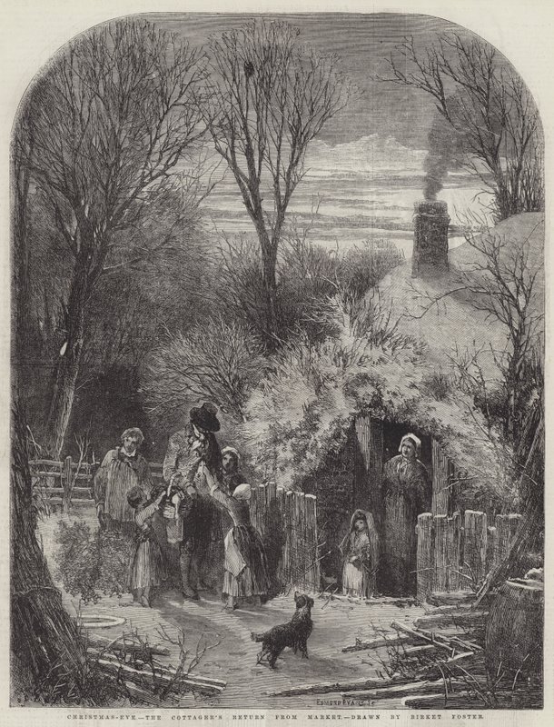 Jouluaatto, mökkiläisen paluu torilta tekijältä Myles Birket Foster