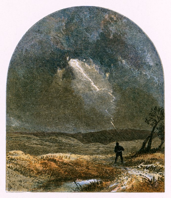 Kuvitus kappaleeseen "Kaunis nuoriso, jonka salama sokeutui" tekijältä Myles Birket Foster