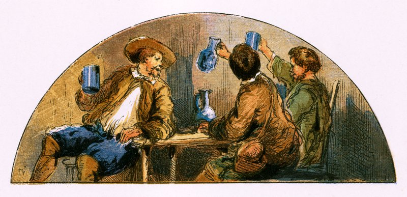 Kuvitus kappaleeseen "Hän kumartuu valloittaakseen" tekijältä Myles Birket Foster