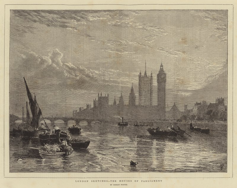 London Sketches, parlamenttitalo tekijältä Myles Birket Foster