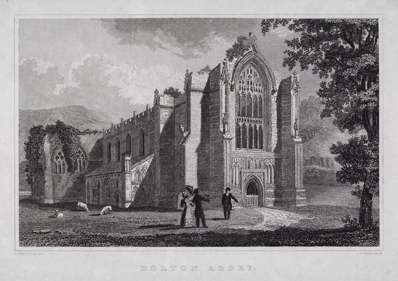 Bolton Abbey (kaiverrus) tekijältä Nathaniel (after) Whittock