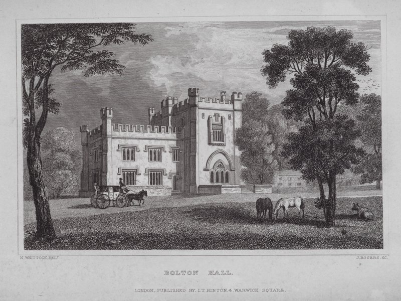 Bolton Hall (kaiverrus) tekijältä Nathaniel (after) Whittock