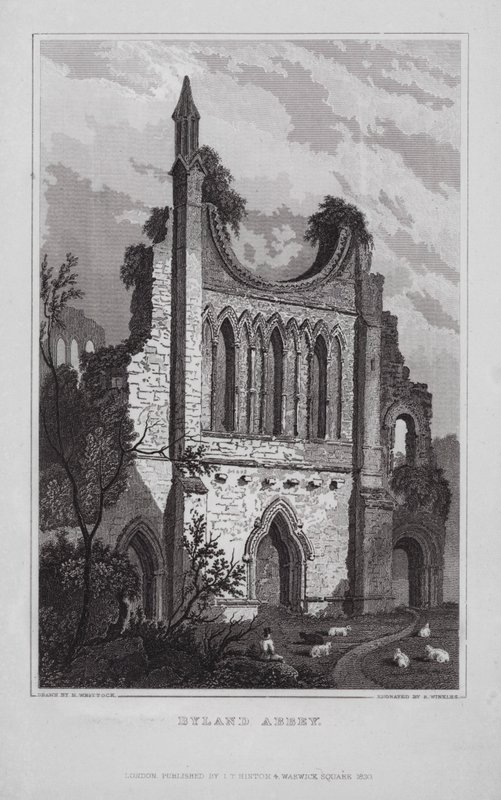 Byland Abbey (kaiverrus) tekijältä Nathaniel (after) Whittock