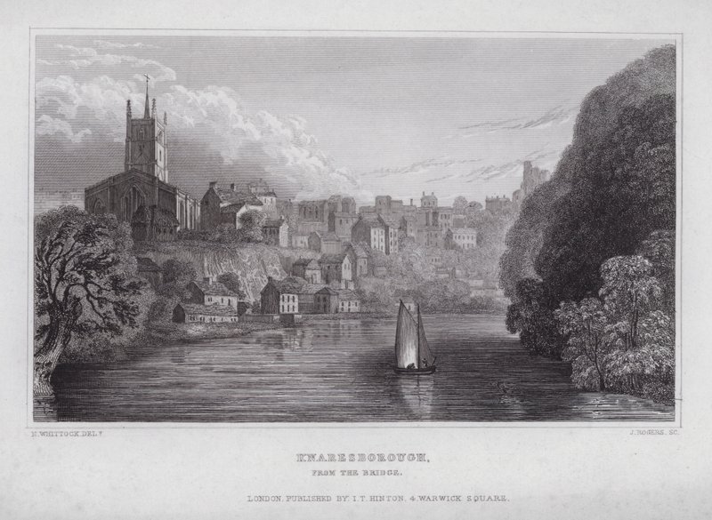 Knaresborough, sillalta (kaiverrus) tekijältä Nathaniel (after) Whittock