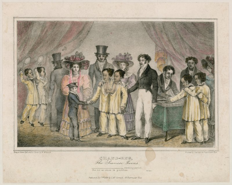 Chang-Eng, siamilaiset kaksoset, 1829 tekijältä Nathaniel Whittock