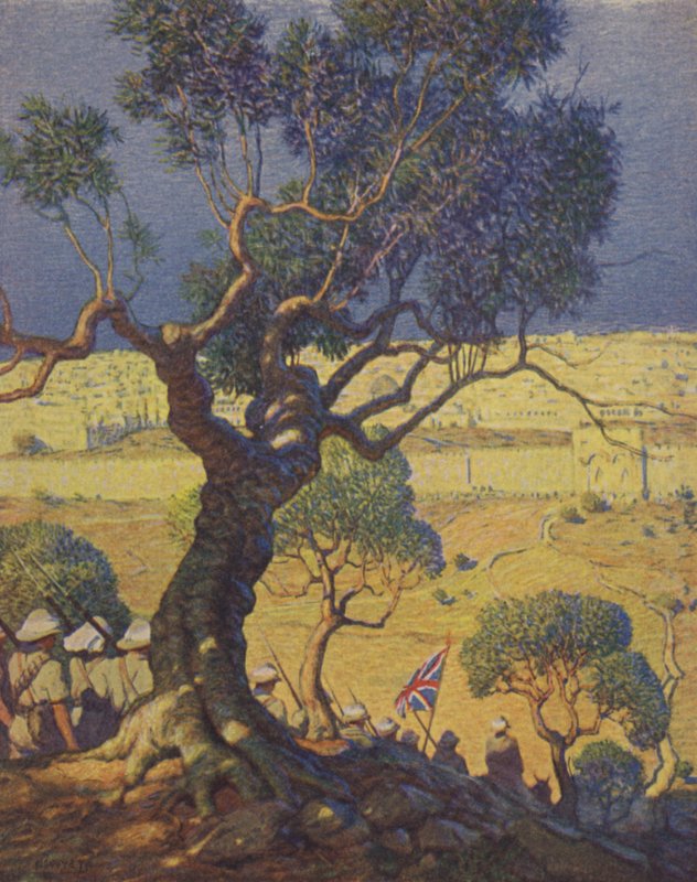 Englantilaiset joukot laskeutumassa Öljymäeltä tekijältä Newell Convers Wyeth