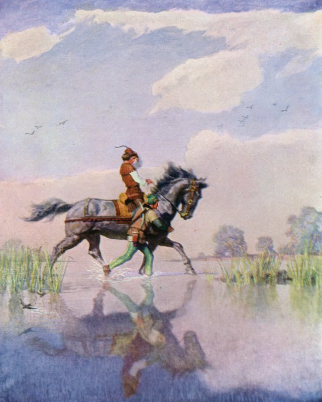 Kuvitus Robert Louis Stevensonin mustalle nuolelle tekijältä Newell Convers Wyeth