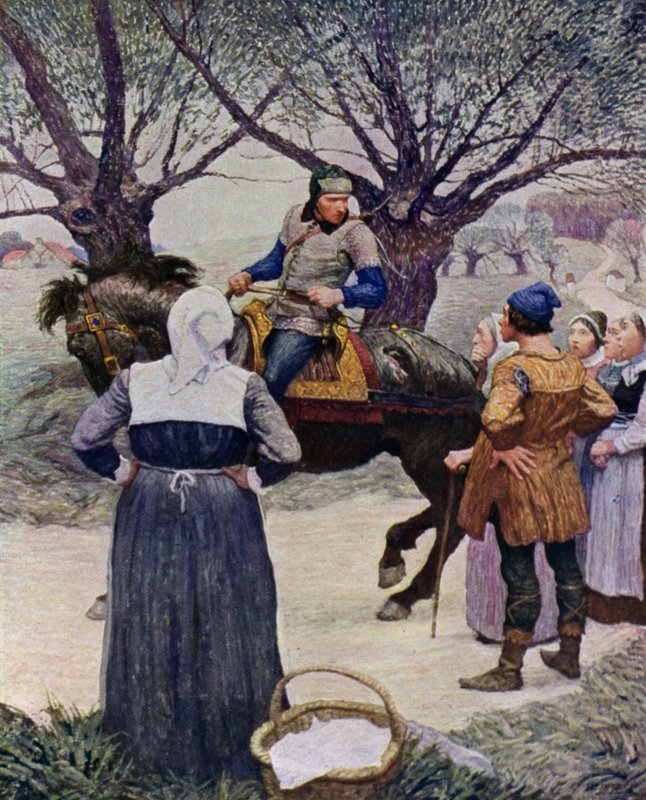 Kuvitus Robert Louis Stevensonin mustalle nuolelle tekijältä Newell Convers Wyeth