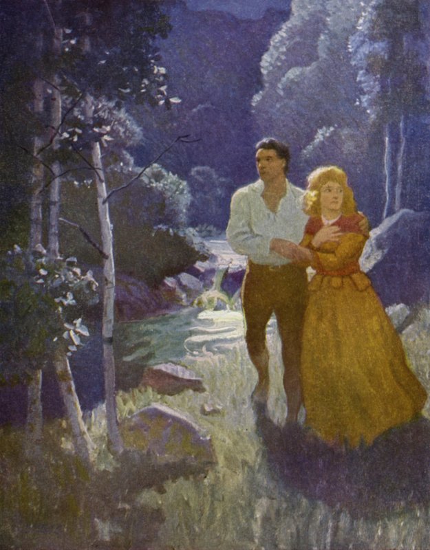 Kuvitus elokuvaan The Last of the Mohicans tekijältä Newell Convers Wyeth
