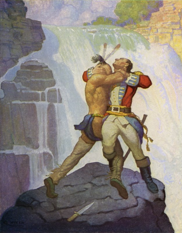 Kuvitus elokuvaan The Last of the Mohicans tekijältä Newell Convers Wyeth