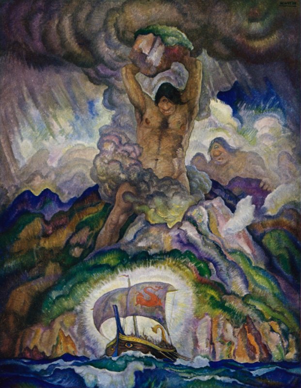 Odysseia: Polyphemus, Kykloopit tekijältä Newell Convers Wyeth