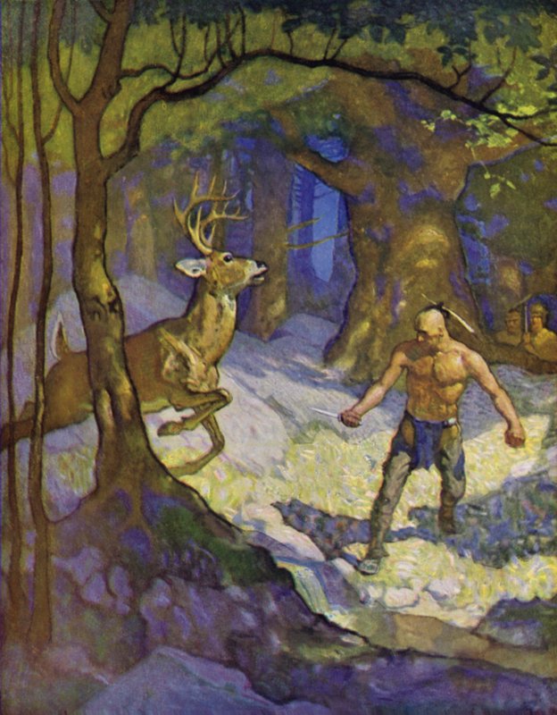 Kuvitus teokseen The Last of the Mohicans tekijältä Newell Convers Wyeth
