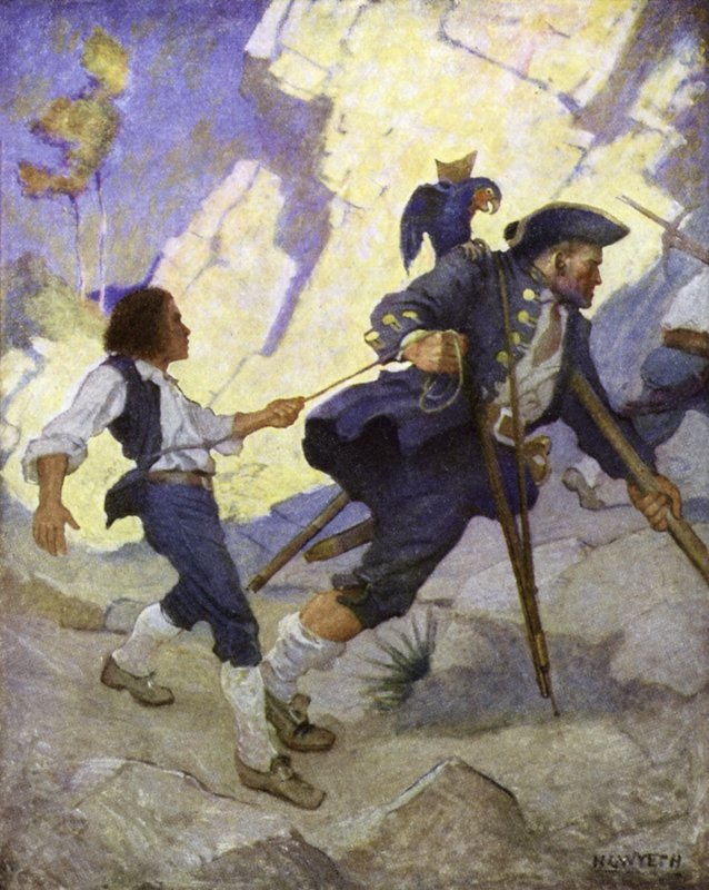 Kuvitus Treasure Islandille tekijältä Newell Convers Wyeth