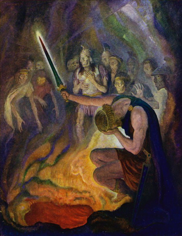 Odysseia: Odysseus kuolleiden maassa tekijältä Newell Convers Wyeth