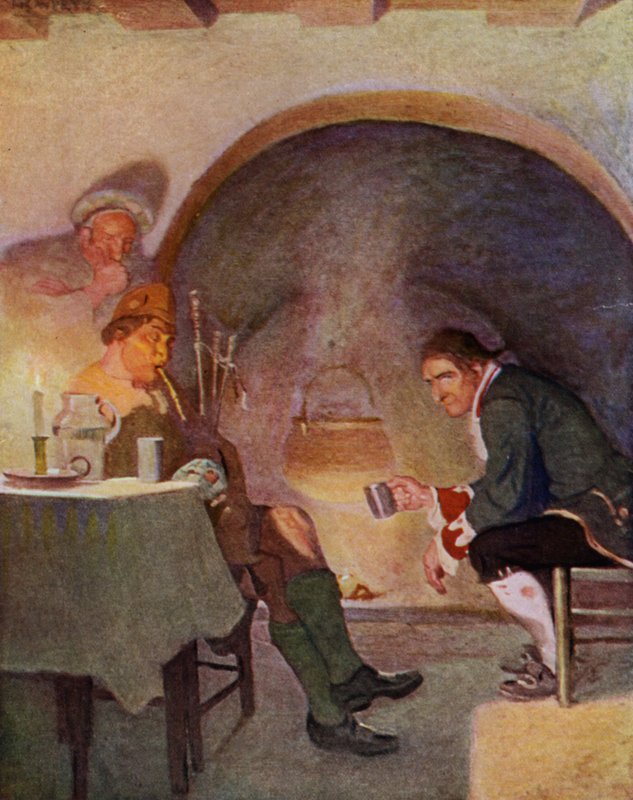 Kuvitus Robert Louis Stevensonin Kidnapped (värilitho) tekijältä Newell Convers (after) Wyeth