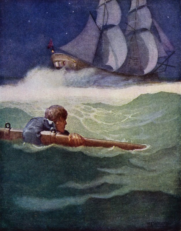 Kuvitus Robert Louis Stevensonin Kidnapped (värilitho) tekijältä Newell Convers (after) Wyeth