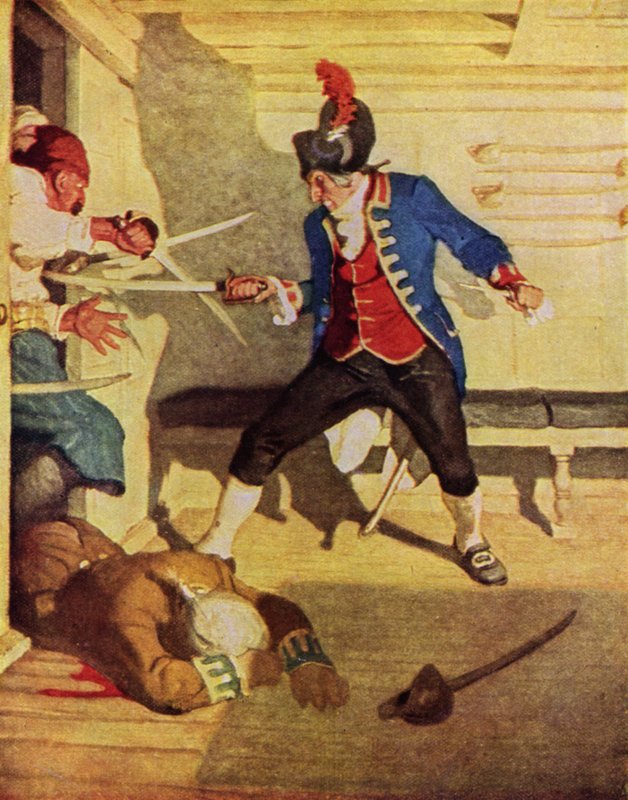 Kuvitus Robert Louis Stevensonin Kidnapped (värilitho) tekijältä Newell Convers (after) Wyeth