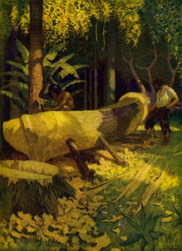 Kuvitus Robinson Crusoelle (väri litho) tekijältä Newell Convers (after) Wyeth