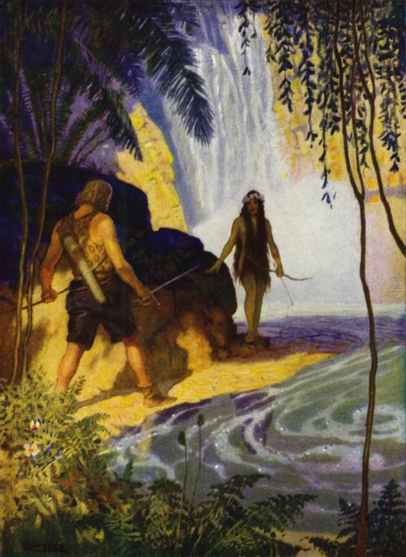 Kuvitus Westward Holle! Charles Kingsley (väri litho) tekijältä Newell Convers (after) Wyeth