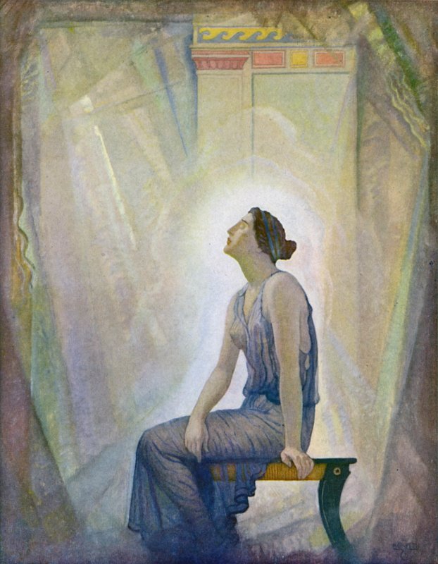Odyssey: Surullinen Penelope (väri litho) tekijältä Newell Convers (after) Wyeth