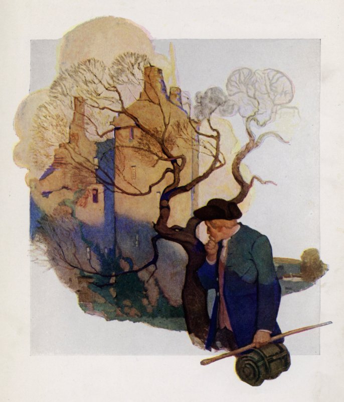 Robert Louis Stevensonin nimisivukuvitus teoksesta Kidnapped (värilitho) tekijältä Newell Convers (after) Wyeth