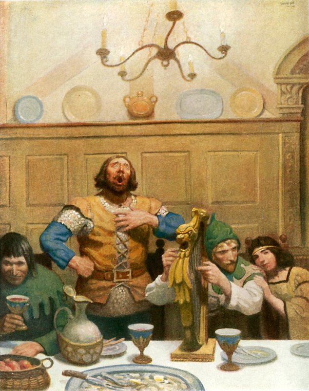 Pikku John laulaa juhlissa tekijältä Newell Convers Wyeth