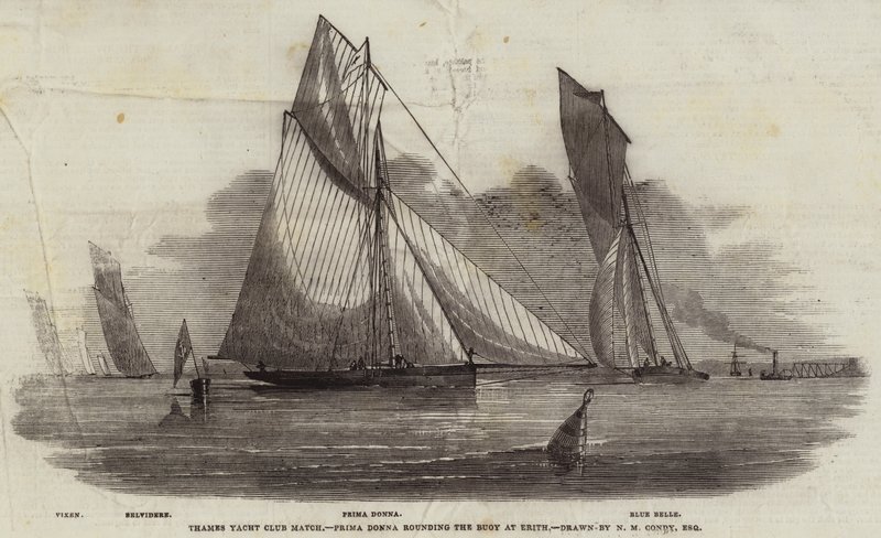 Thames Yacht Club Match, Prima Donna kiertämässä poijua Erithissä tekijältä Nicholas Matthews Condy