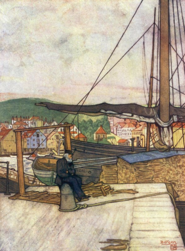Norja: Bergen (väri litho) tekijältä Nico Jungman