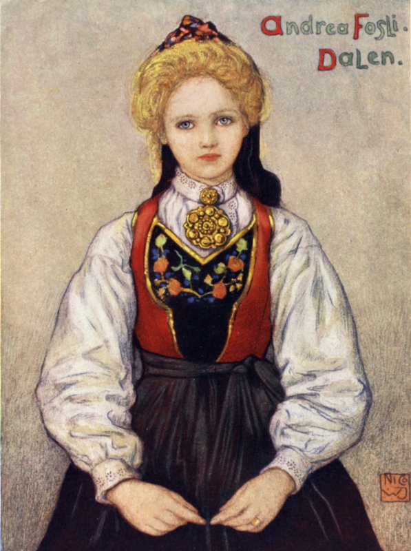 Norja: Country Girl from Dalen (väri litho) tekijältä Nico Jungman