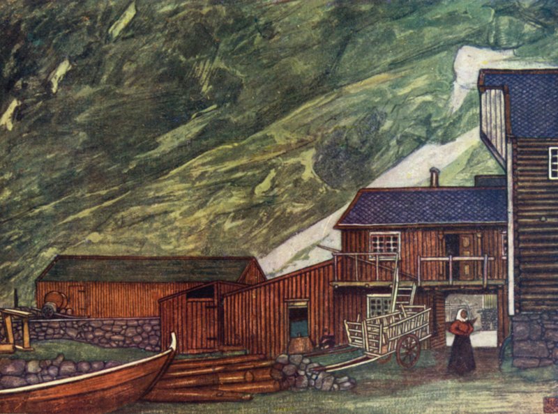 Norja: Vuonolla, Sundalsoren (väri litho) tekijältä Nico Jungman