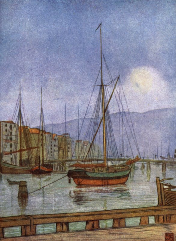 Norja: Ostre Kanalhavn, Trondhjem (väri litho) tekijältä Nico Jungman