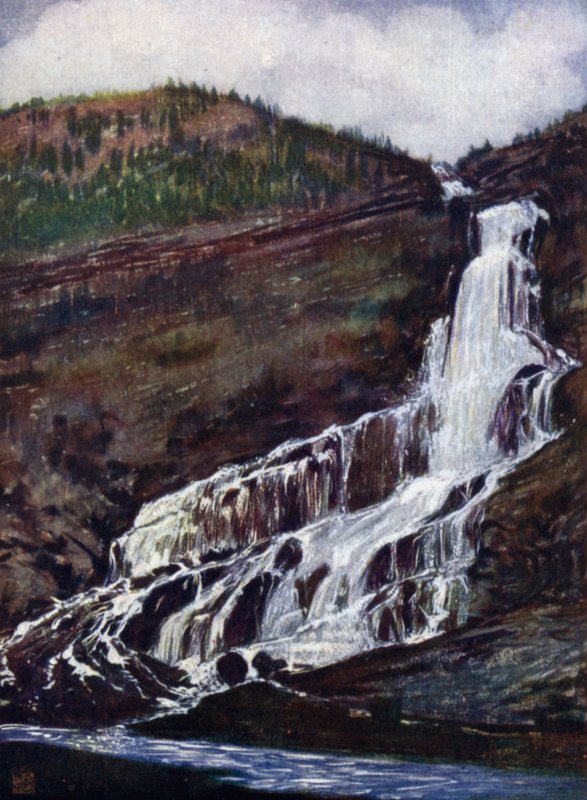Norja: Vaefos, Hildal, Hardanger (väri litho) tekijältä Nico Jungman