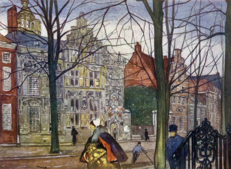 Oude Delft (värilitografia) tekijältä Nico Jungman