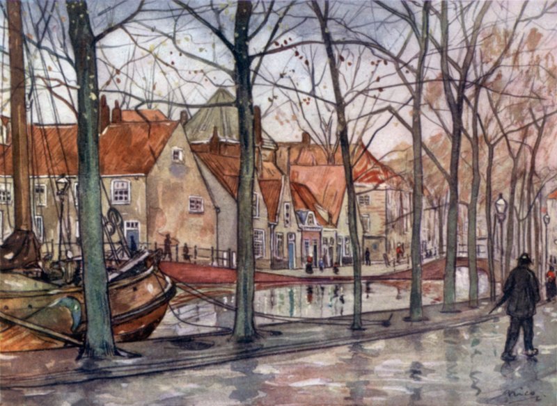 Satama, Haag (väri litho) tekijältä Nico Jungman