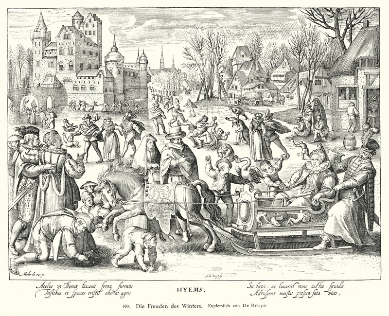 Talven iloja (kuparikaiverrus) tekijältä Nicolaes de (after) Bruyn