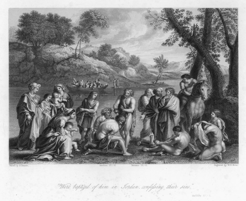 Johannes Kastajan toimisto, Matteus III, 6 (kaiverrus) tekijältä Nicolas (after) Poussin