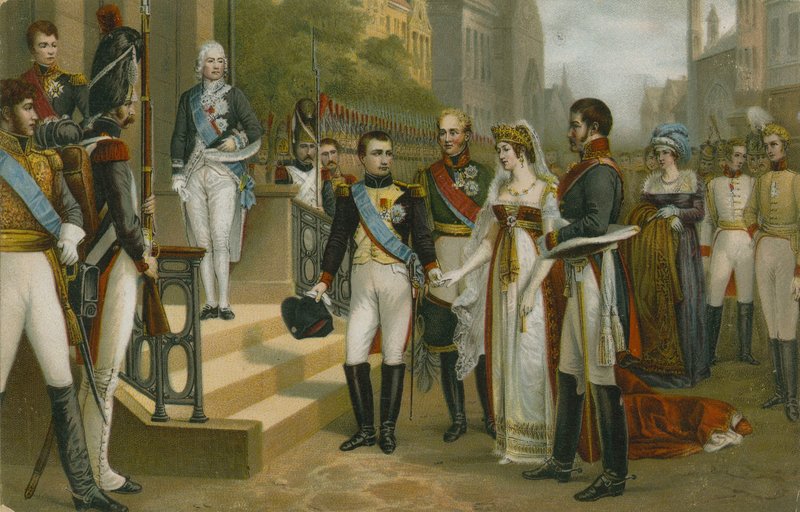 Napoleon otti vastaan Preussin kuningatar Louisen Tilsitissä 6.7.1807 tekijältä Nicolas Louis Francois Gosse