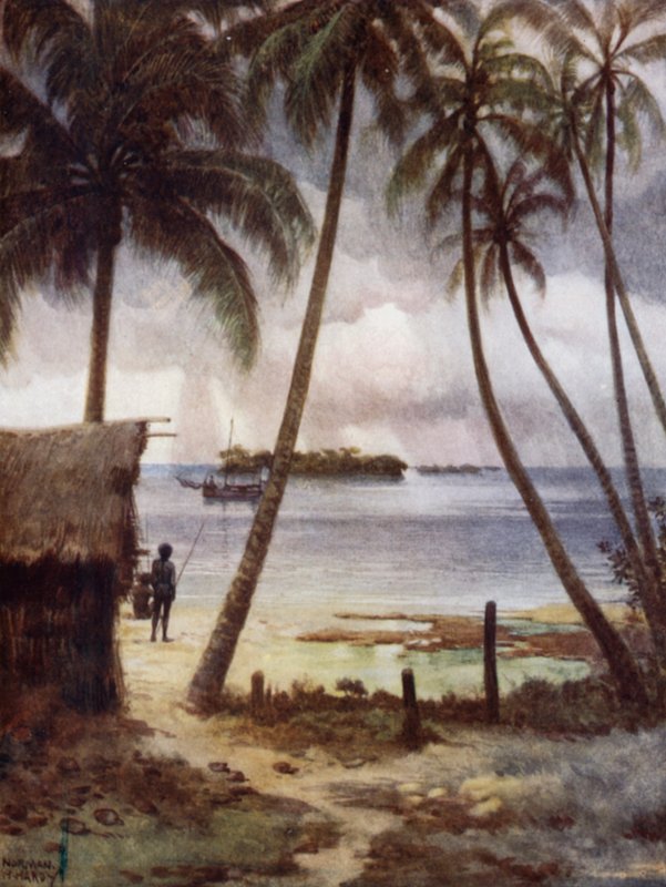 Myrskyinen päivä Rubiana-laguunissa, Salomonsaarilla (väri litho) tekijältä Norman Hardy
