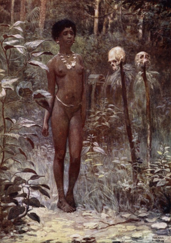 Tapu-neitsyt, Brittiläiset Salomonsaaret (väri litho) tekijältä Norman Hardy