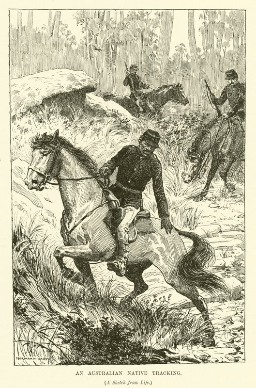 Australian alkuperäiskansan jäljitys (kaiverrus) tekijältä Norman Hardy