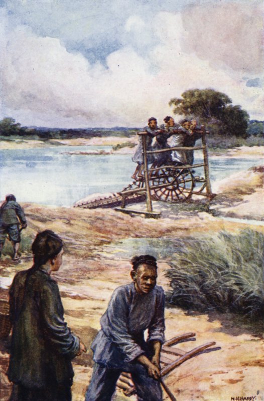 Kiina: vesipyörä (väri litho) tekijältä Norman Hardy