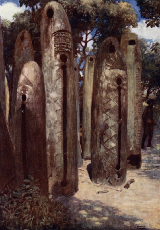Drum Grove at Mele, New Hebrides (väri litho) tekijältä Norman Hardy
