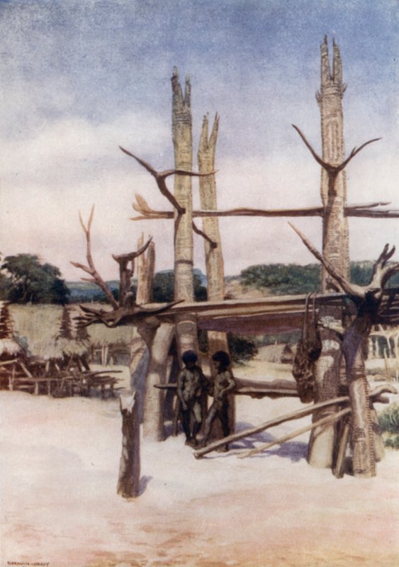 The Dubu at Rigo, Brittiläinen Uusi-Guinea (väri litho) tekijältä Norman Hardy